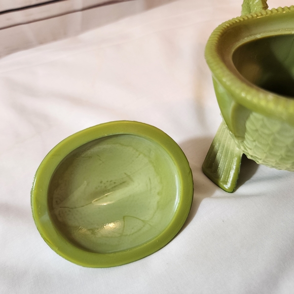 Victorian Greentown Glass Nile Green Dolphin - Picture 7 of 11